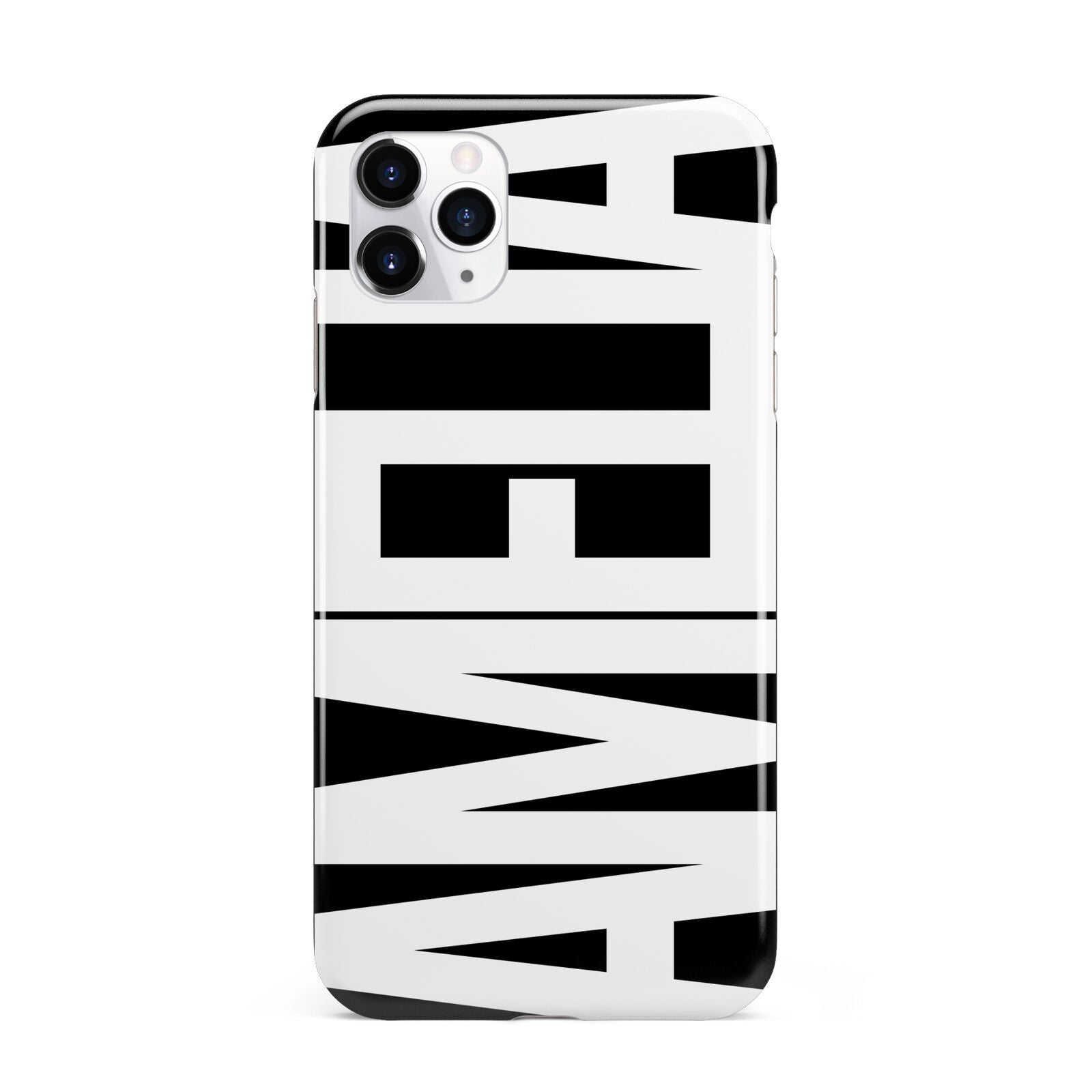 Black with Bold White Name iPhone 11 Pro Max 3D Tough Case