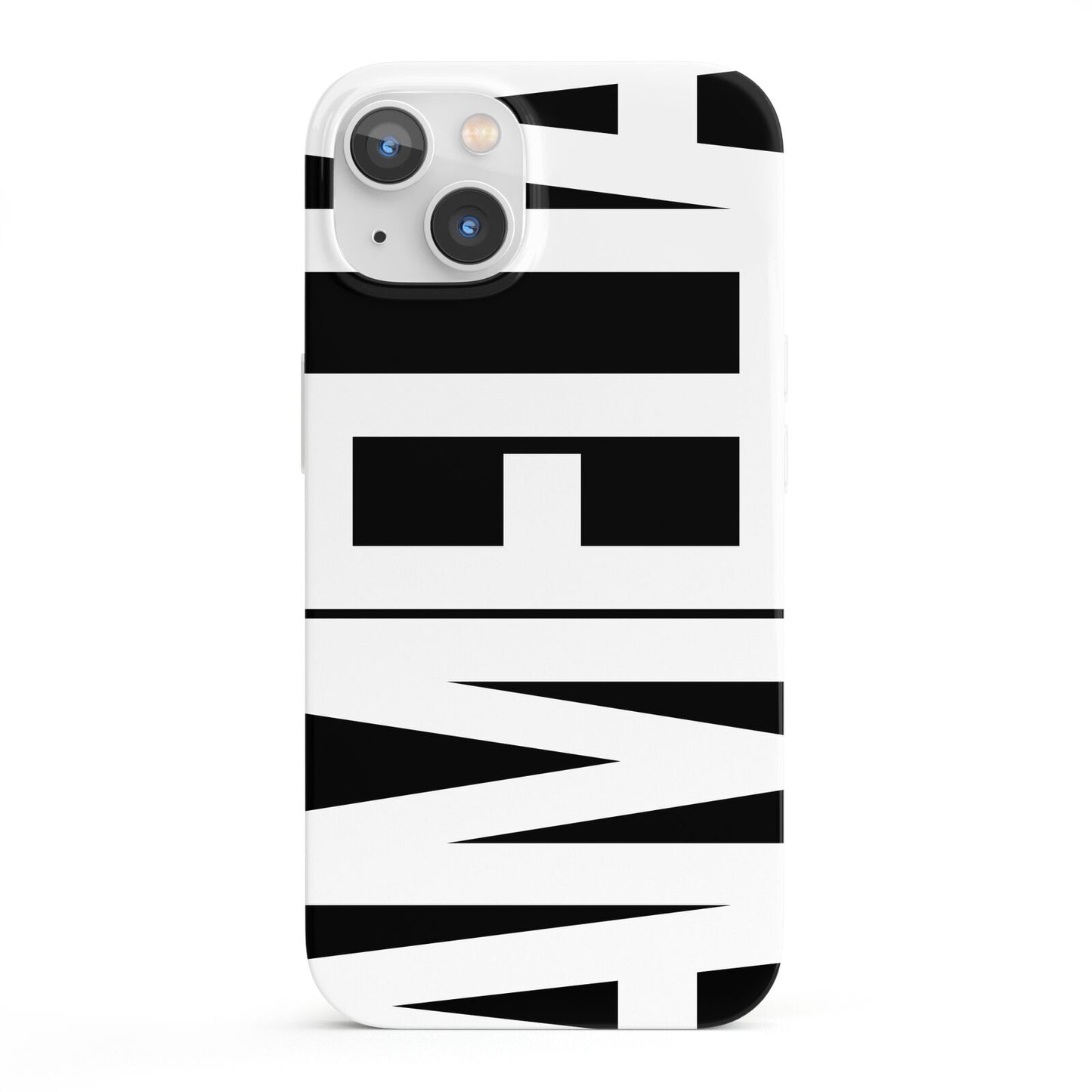 Black with Bold White Name iPhone 13 Full Wrap 3D Snap Case
