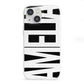 Black with Bold White Name iPhone 13 Mini Clear Bumper Case