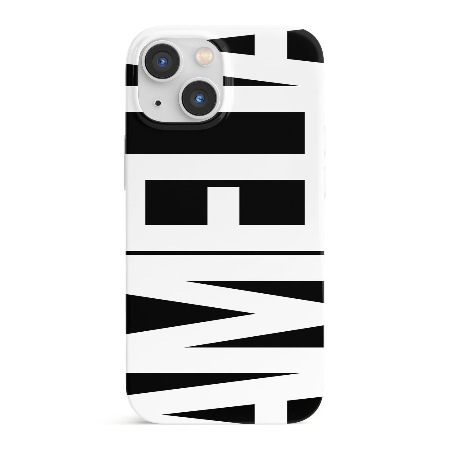 Black with Bold White Name iPhone 13 Mini Full Wrap 3D Snap Case