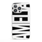 Black with Bold White Name iPhone 13 Pro Clear Bumper Case