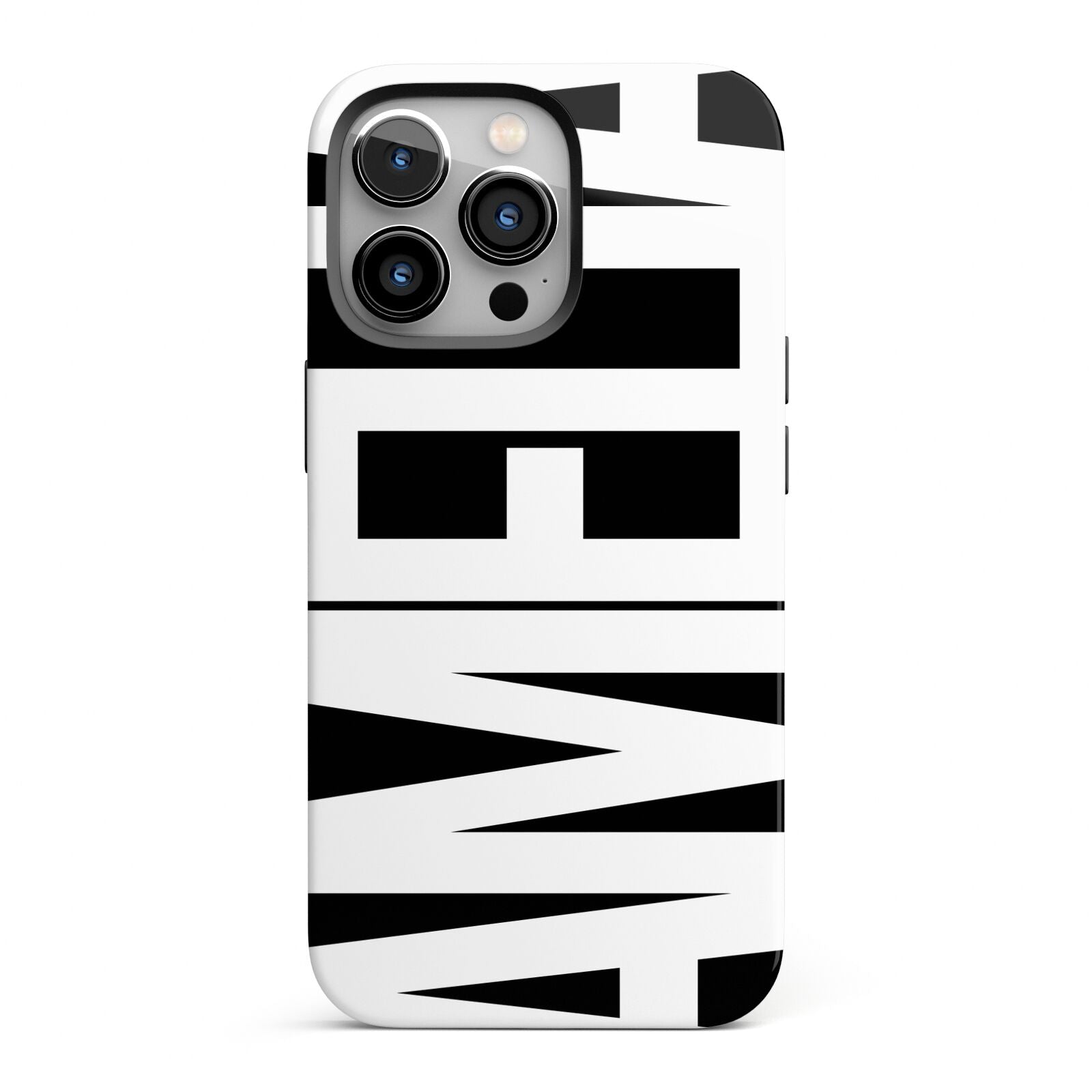 Black with Bold White Name iPhone 13 Pro Full Wrap 3D Tough Case