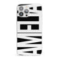 Black with Bold White Name iPhone 13 Pro Max Clear Bumper Case