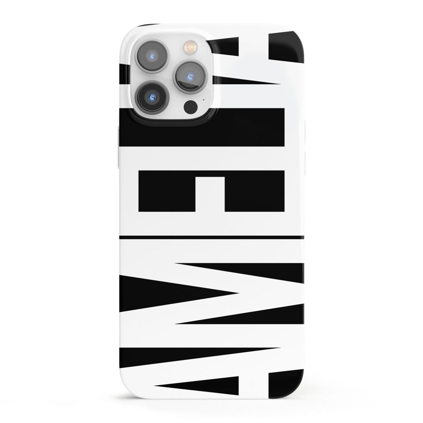 Black with Bold White Name iPhone 13 Pro Max Full Wrap 3D Snap Case