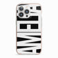 Black with Bold White Name iPhone 13 Pro TPU Impact Case with Pink Edges