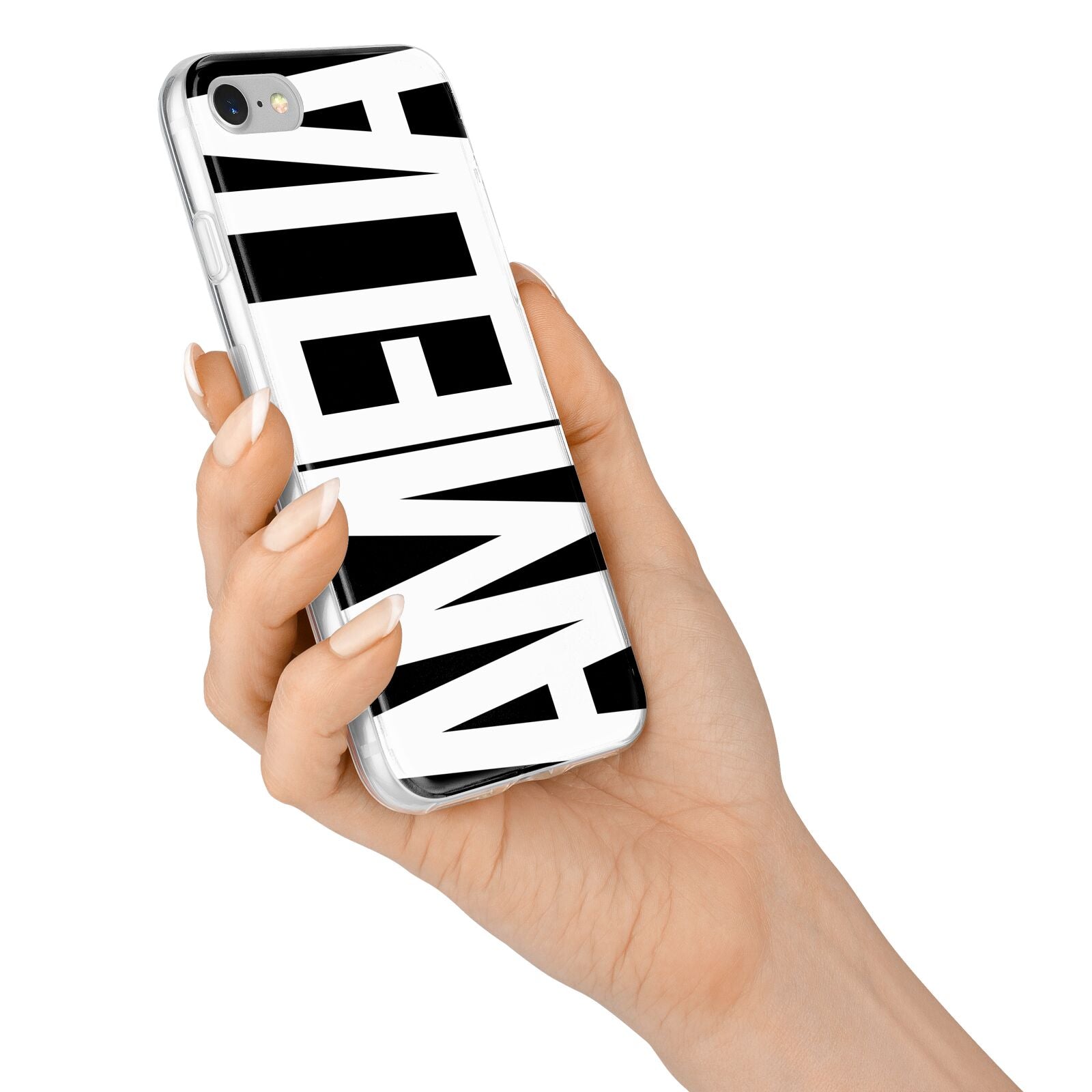 Black with Bold White Name iPhone 7 Bumper Case on Silver iPhone Alternative Image
