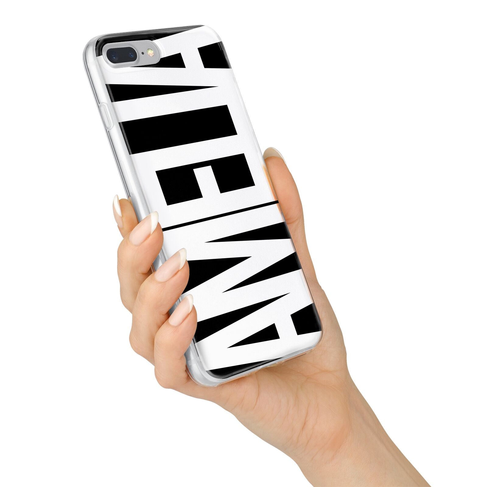Black with Bold White Name iPhone 7 Plus Bumper Case on Silver iPhone Alternative Image