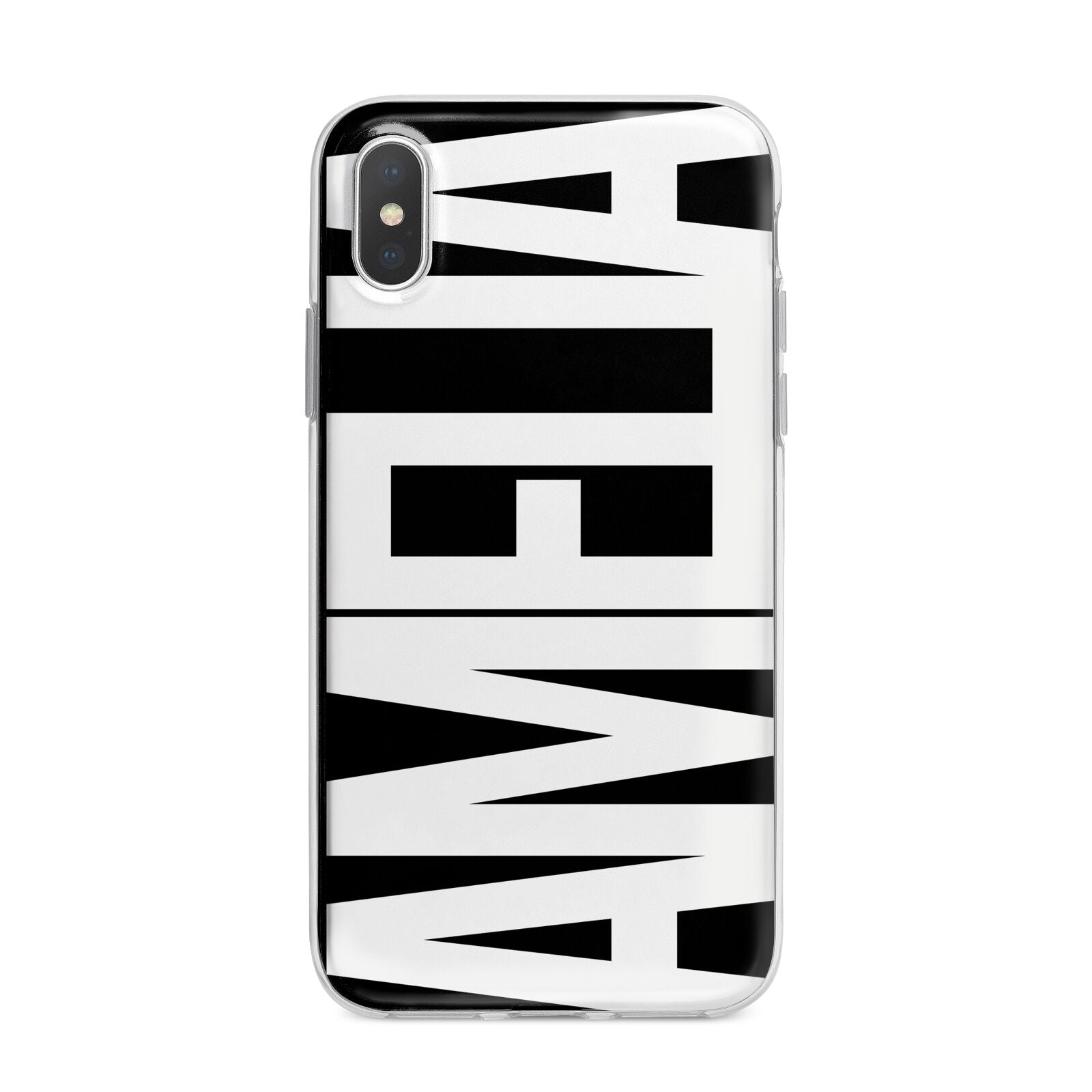 Black with Bold White Name iPhone X Bumper Case on Silver iPhone Alternative Image 1