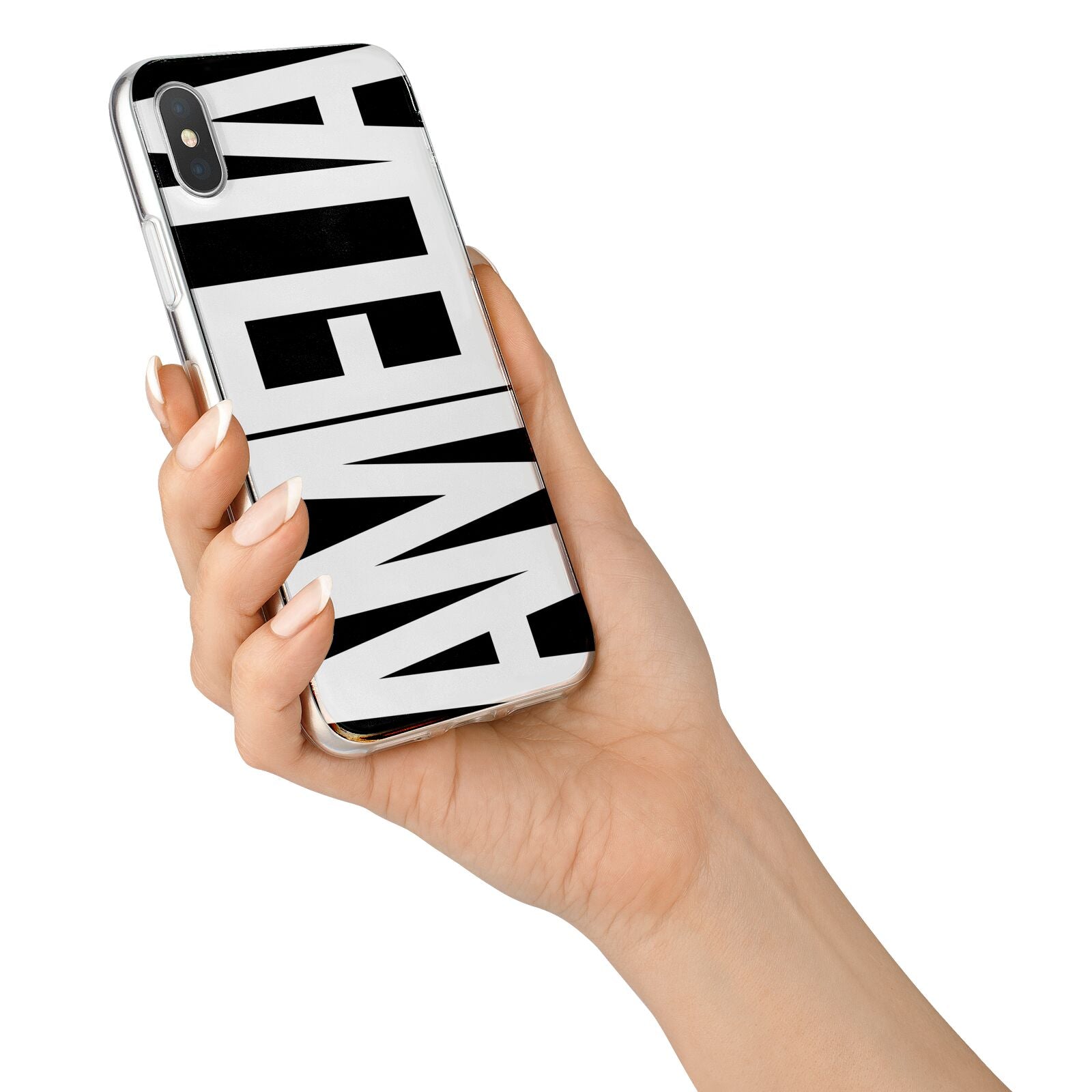 Black with Bold White Name iPhone X Bumper Case on Silver iPhone Alternative Image 2