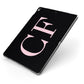Black with Large Pink Initials Personalised Apple iPad Case on Grey iPad Side View