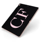 Black with Large Pink Initials Personalised Apple iPad Case on Rose Gold iPad Side View