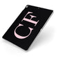 Black with Large Pink Initials Personalised Apple iPad Case on Silver iPad Side View