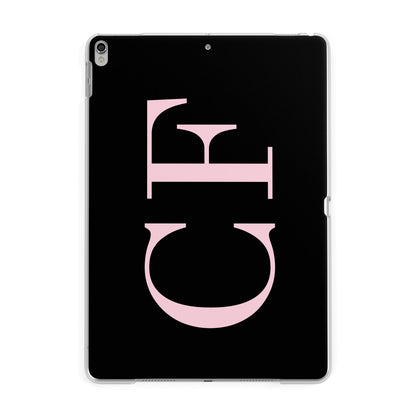 Black with Large Pink Initials Personalised Apple iPad Silver Case
