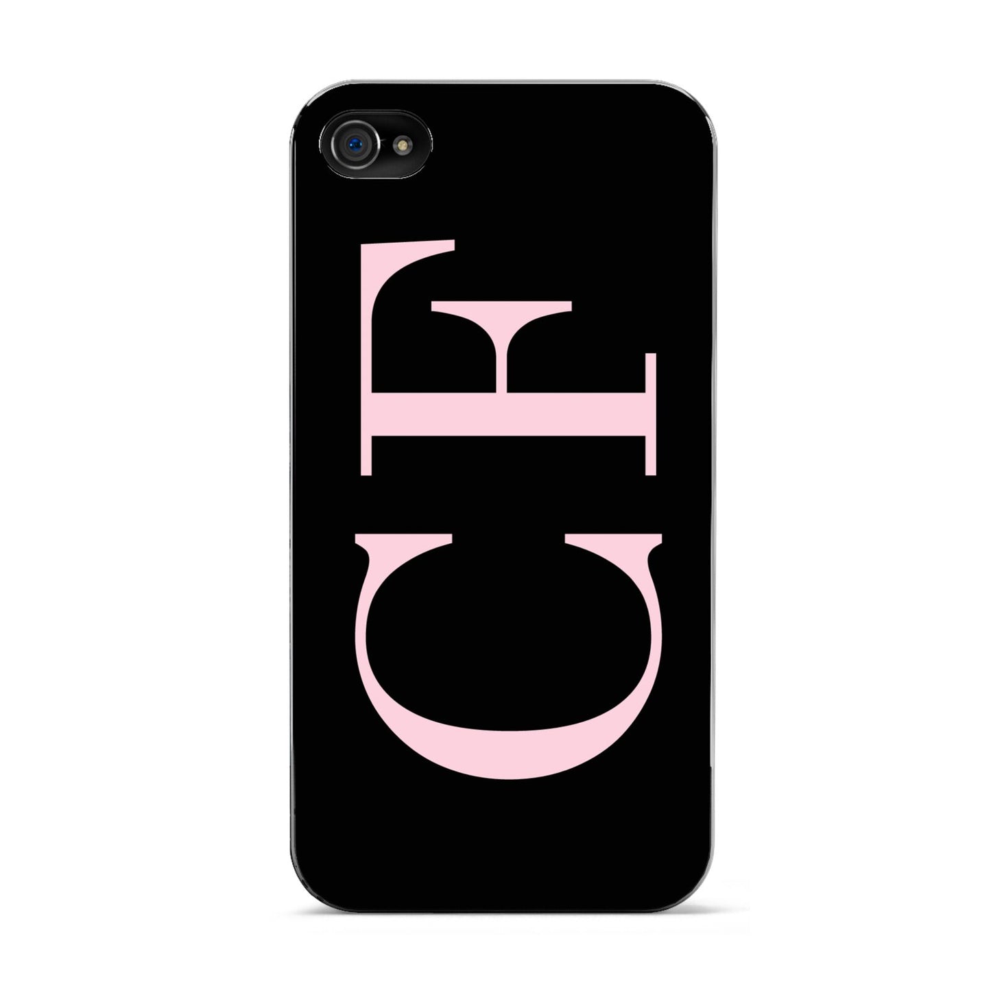 Black with Large Pink Initials Personalised Apple iPhone 4s Case