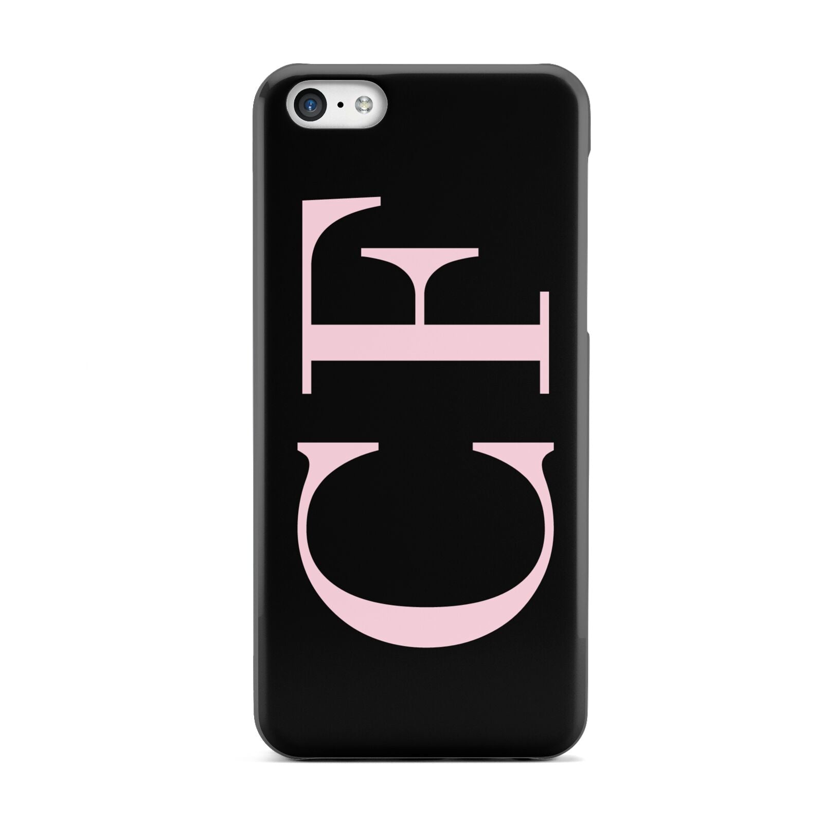 Black with Large Pink Initials Personalised Apple iPhone 5c Case