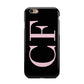 Black with Large Pink Initials Personalised Apple iPhone 6 3D Tough Case