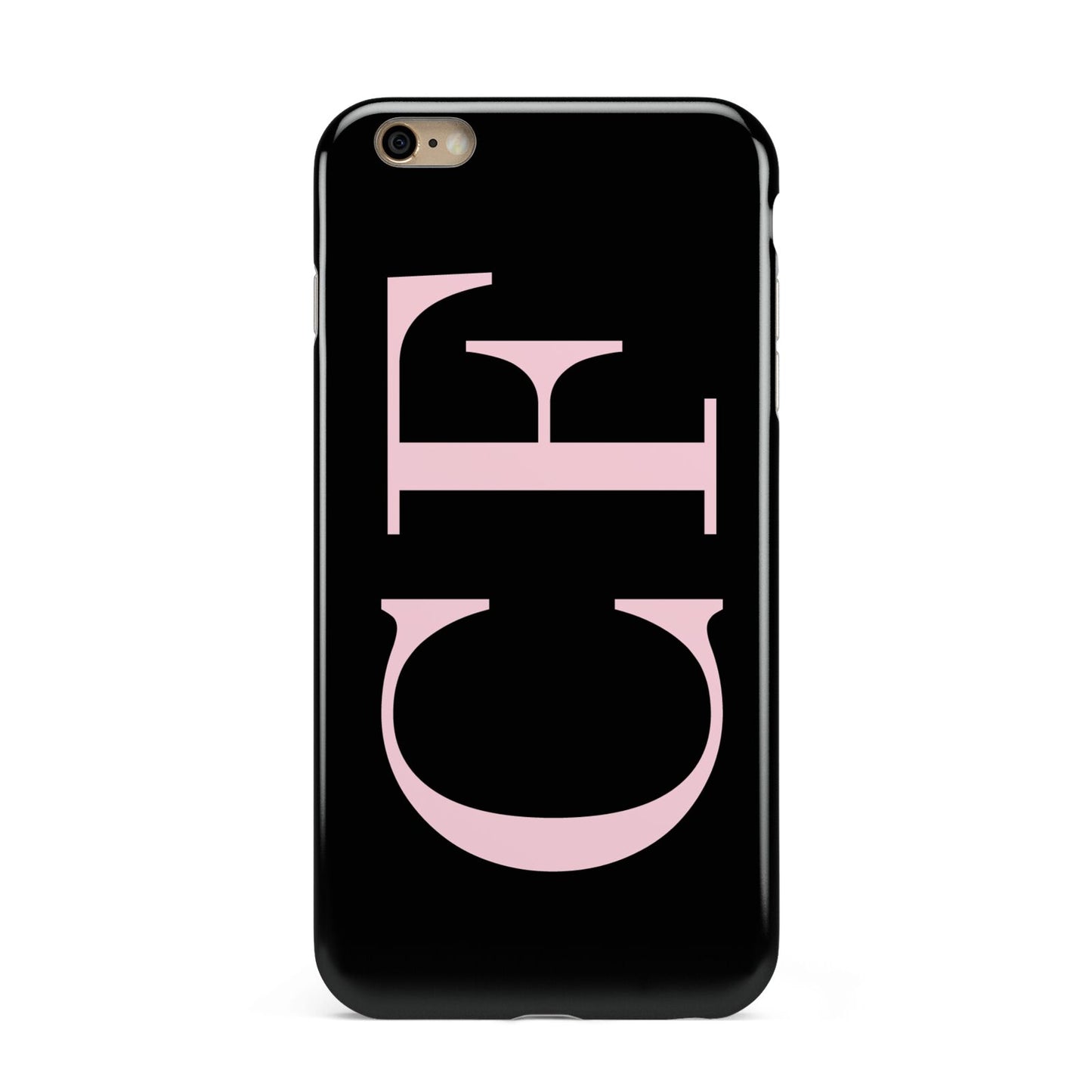Black with Large Pink Initials Personalised Apple iPhone 6 Plus 3D Tough Case