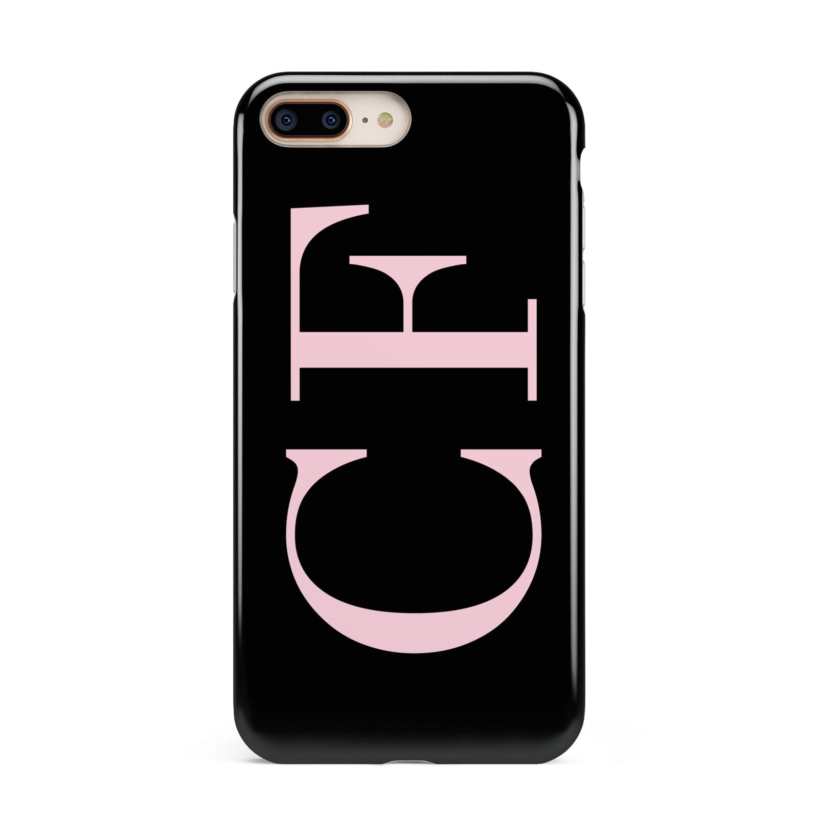 Black with Large Pink Initials Personalised Apple iPhone 7 8 Plus 3D Tough Case