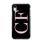 Black with Large Pink Initials Personalised Apple iPhone XR White 3D Tough Case