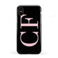 Black with Large Pink Initials Personalised Apple iPhone XS 3D Tough