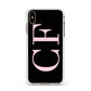 Black with Large Pink Initials Personalised Apple iPhone Xs Max Impact Case White Edge on Gold Phone