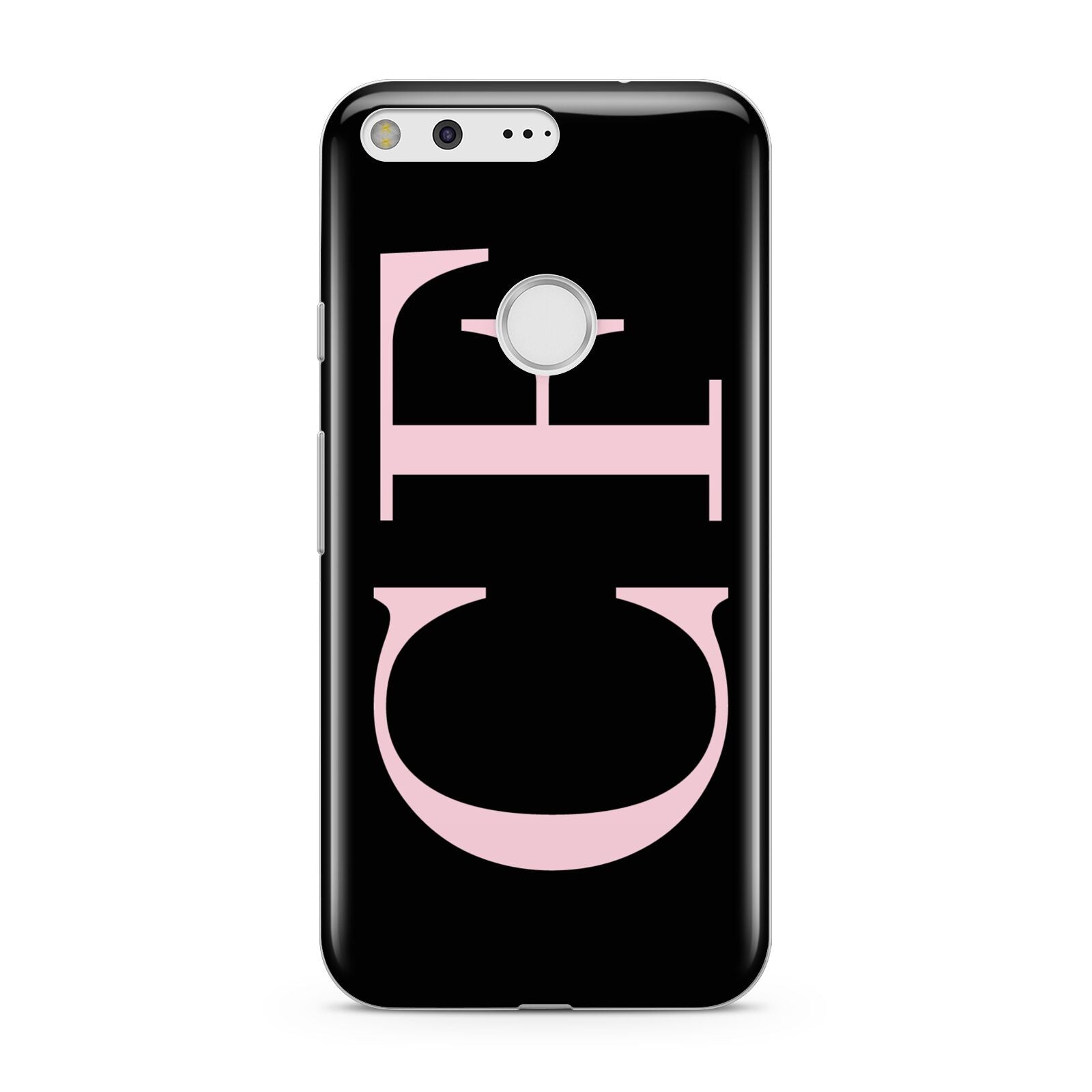 Black with Large Pink Initials Personalised Google Pixel Case
