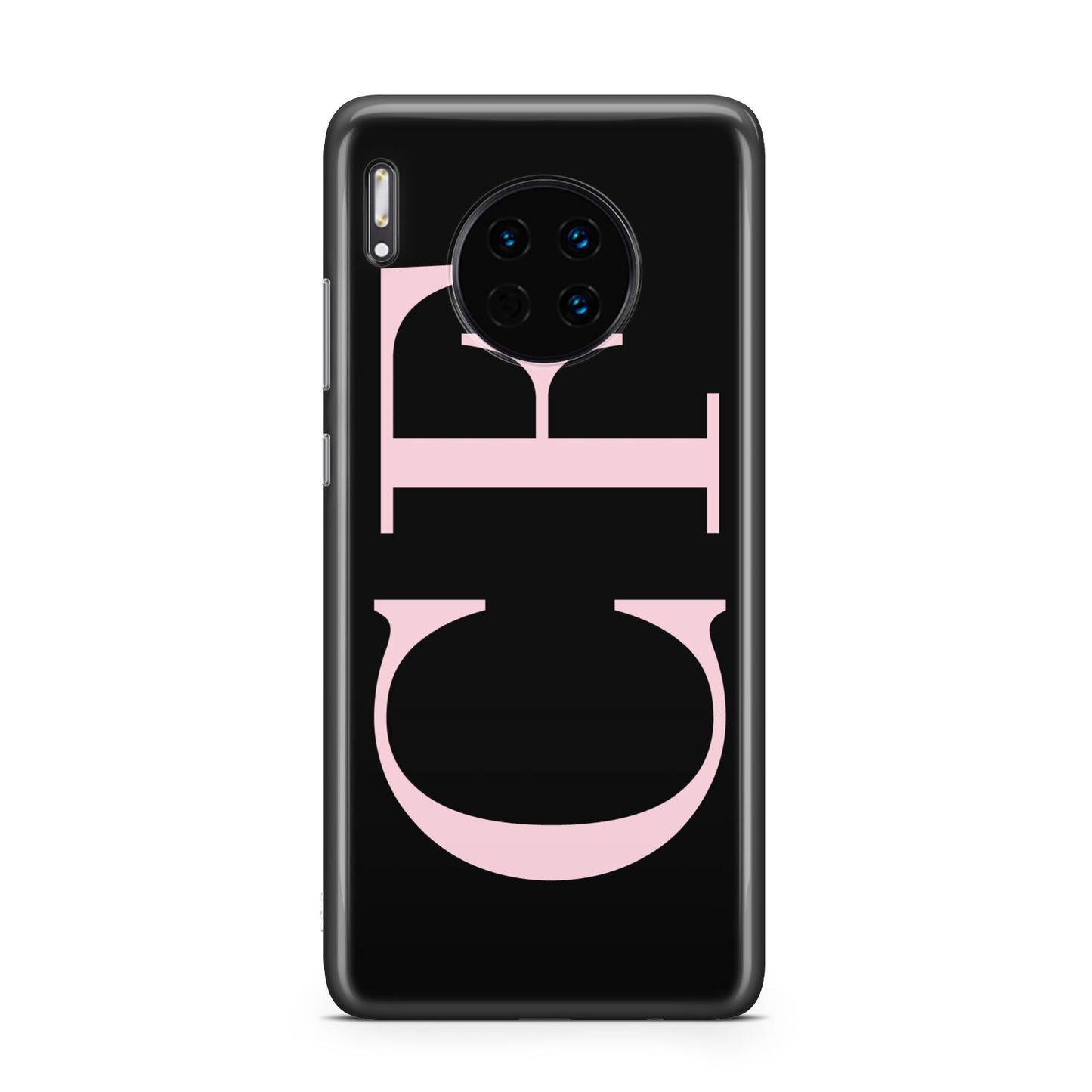 Black with Large Pink Initials Personalised Huawei Mate 30