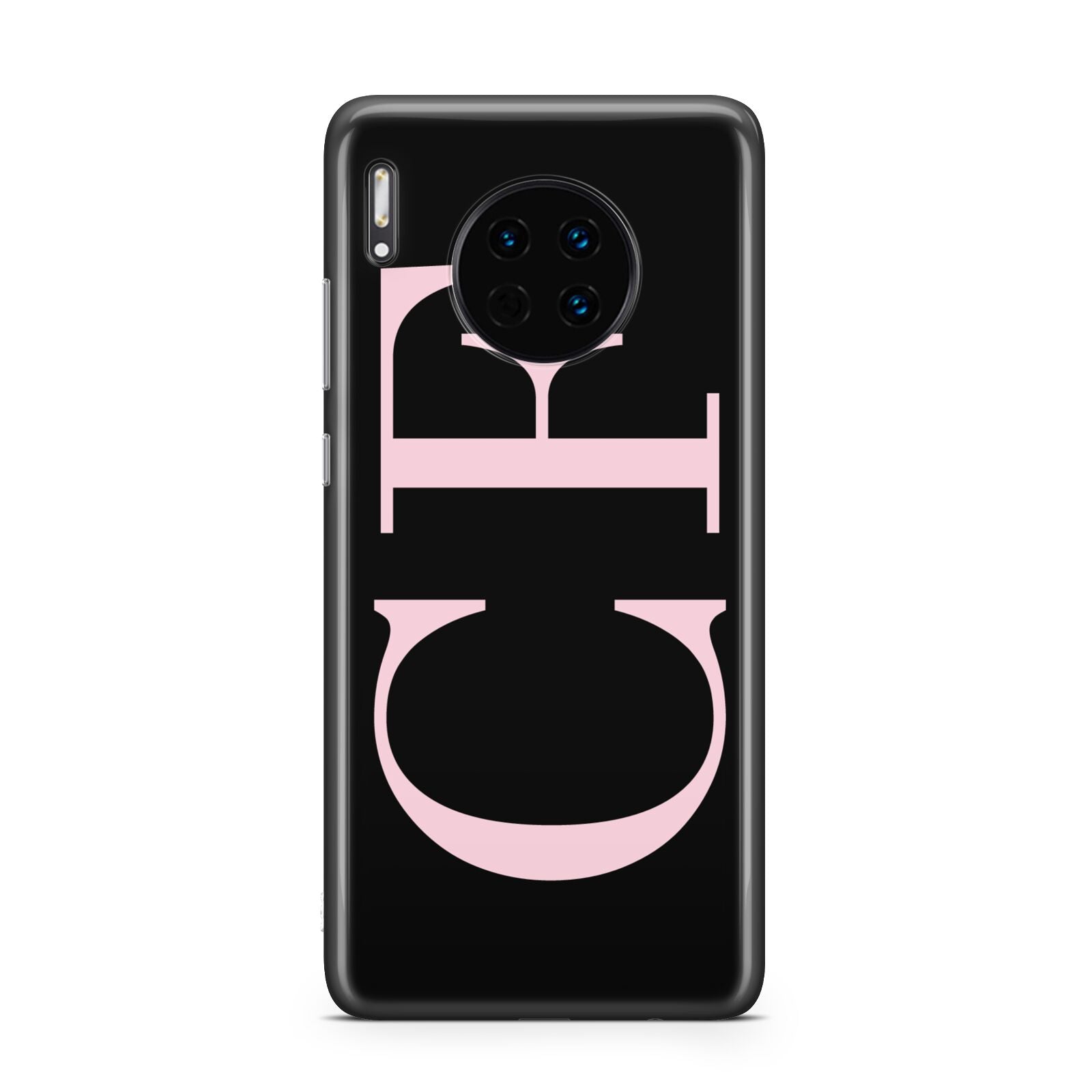 Black with Large Pink Initials Personalised Huawei Mate 30