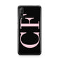 Black with Large Pink Initials Personalised Huawei P Smart Pro 2019