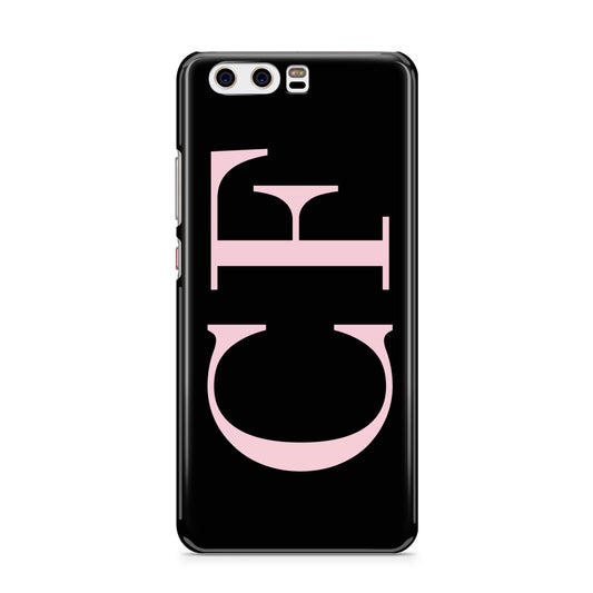 Black with Large Pink Initials Personalised Huawei P10 Phone Case