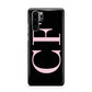 Black with Large Pink Initials Personalised Huawei P30 Pro Phone Case
