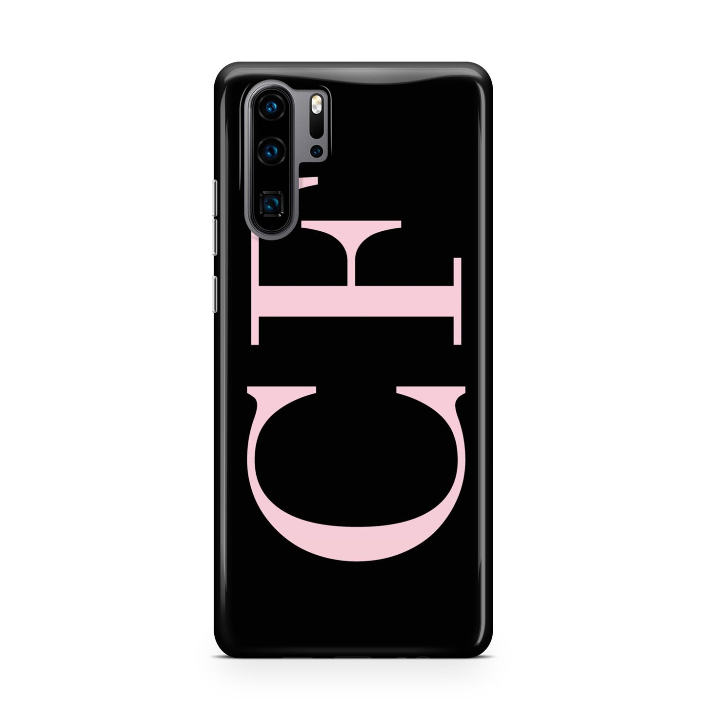 Black with Large Pink Initials Personalised Huawei P30 Pro Phone Case