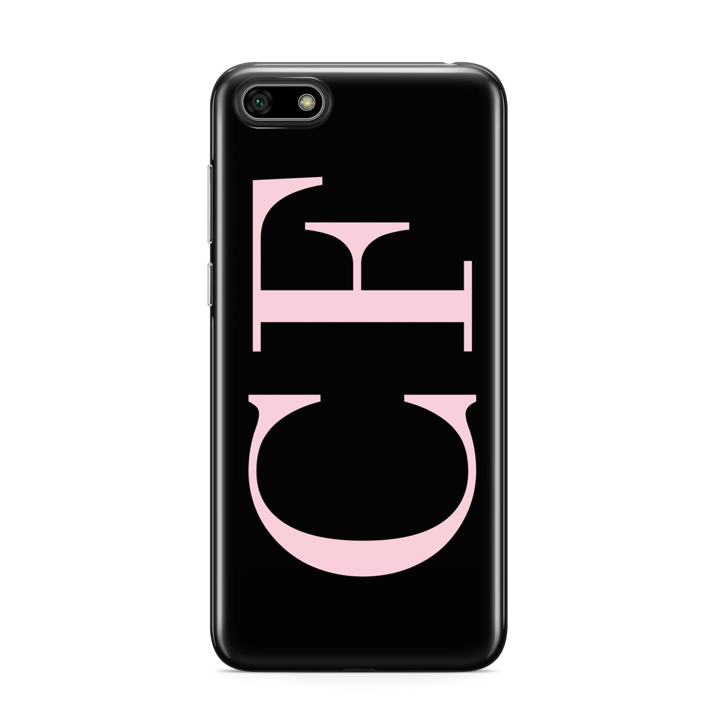 Black with Large Pink Initials Personalised Huawei Y5 Prime 2018 Phone Case