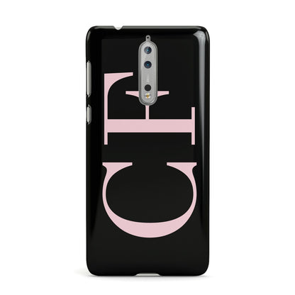 Black with Large Pink Initials Personalised Nokia Case