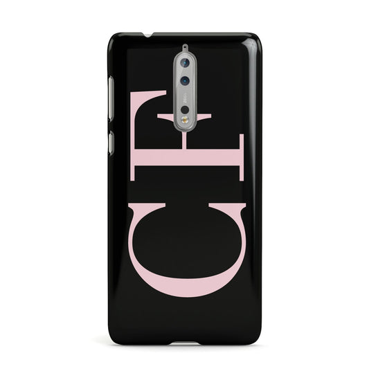 Black with Large Pink Initials Personalised Nokia Case