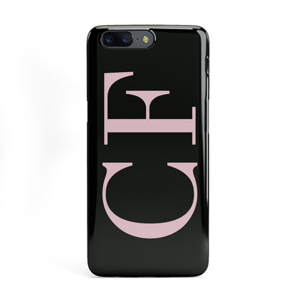 Black with Large Pink Initials Personalised OnePlus Case