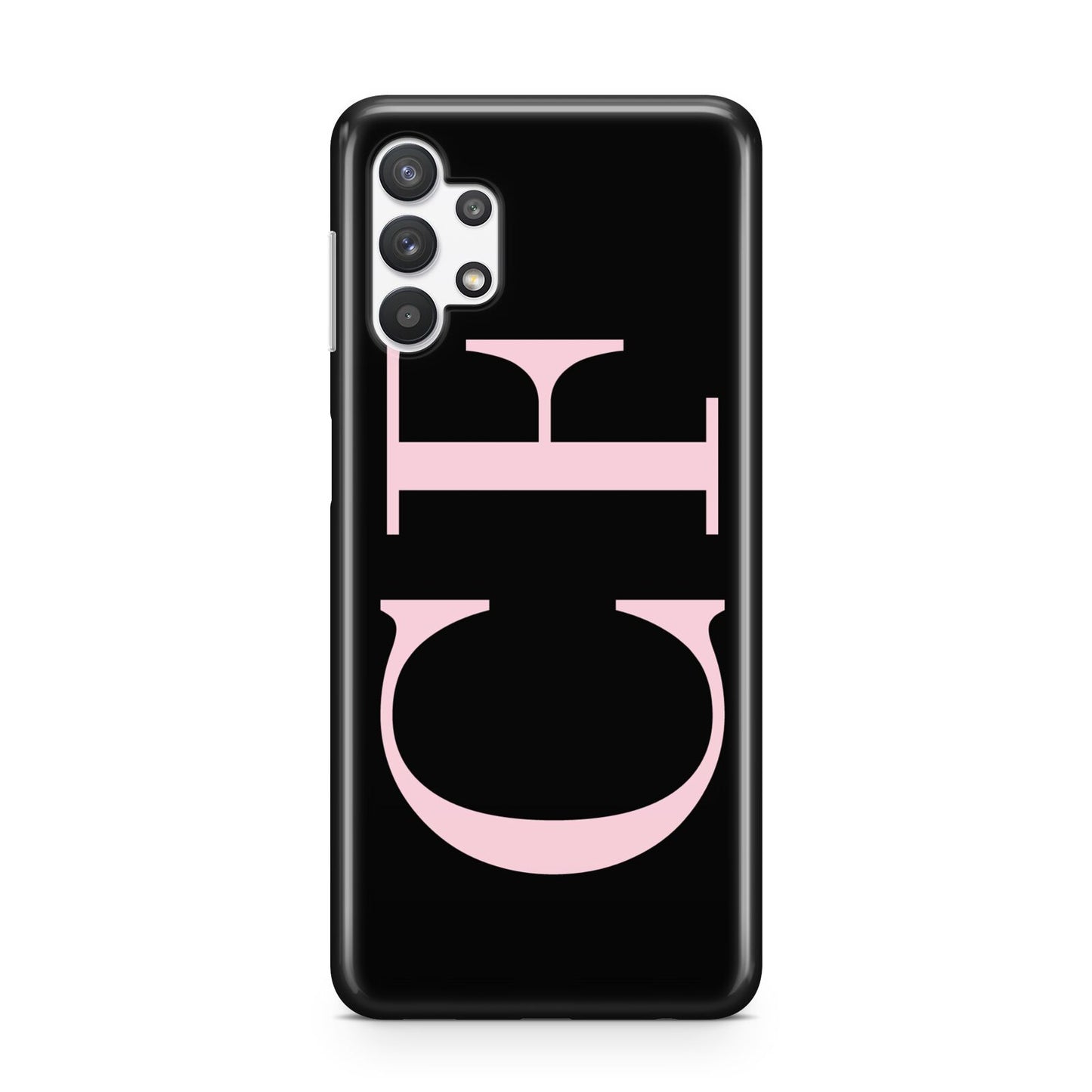 Black with Large Pink Initials Personalised Samsung A32 5G Case