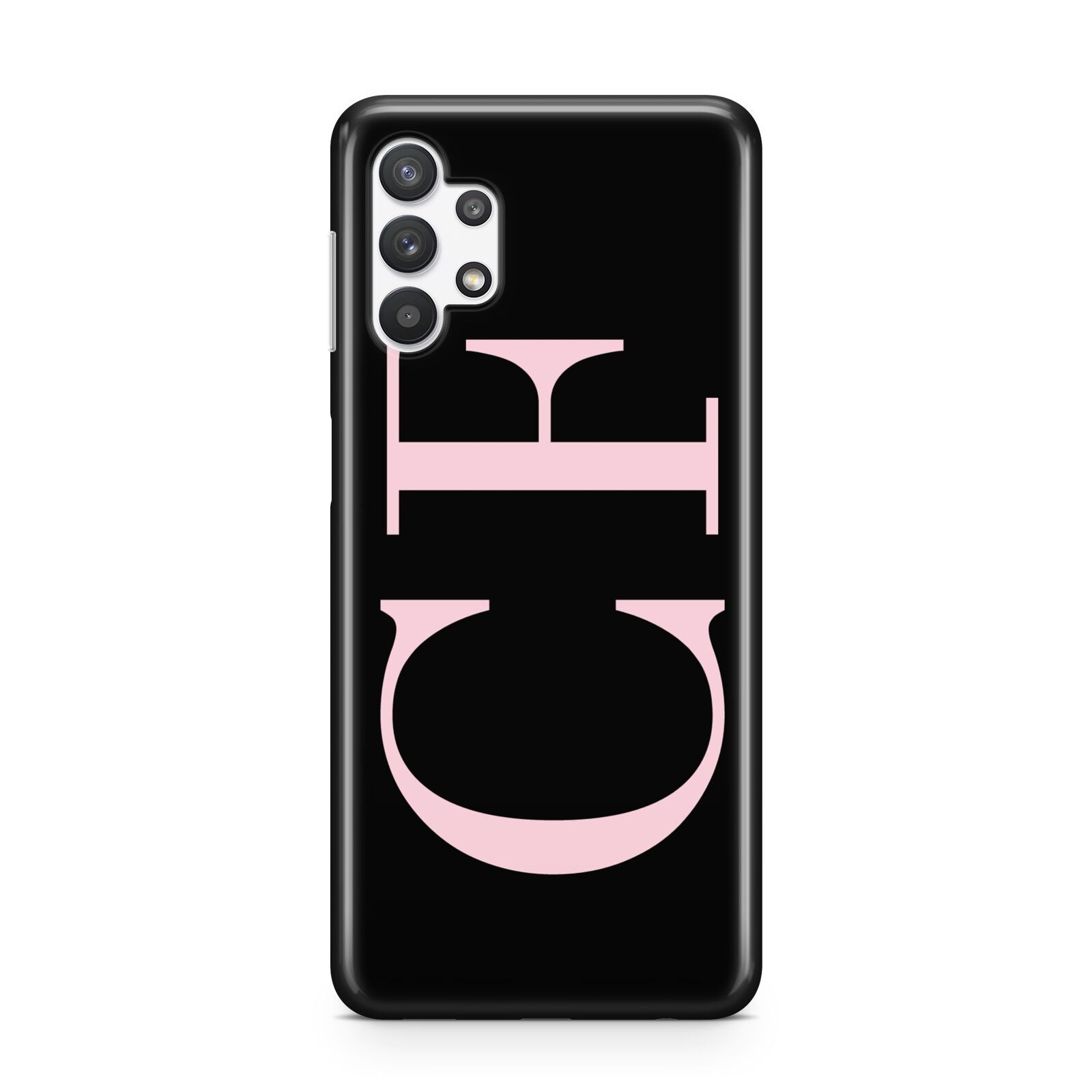 Black with Large Pink Initials Personalised Samsung A32 5G Case