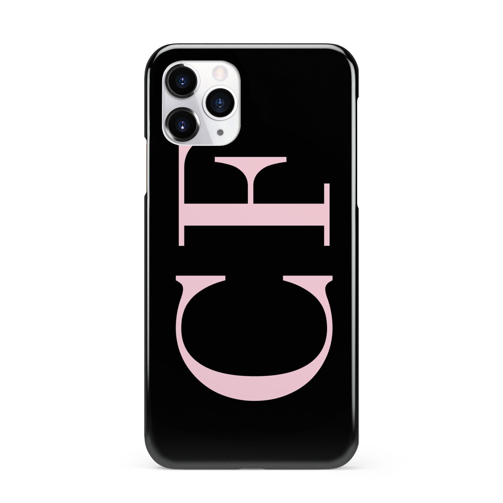 Black with Large Pink Initials Personalised iPhone 11 Pro 3D Snap Case
