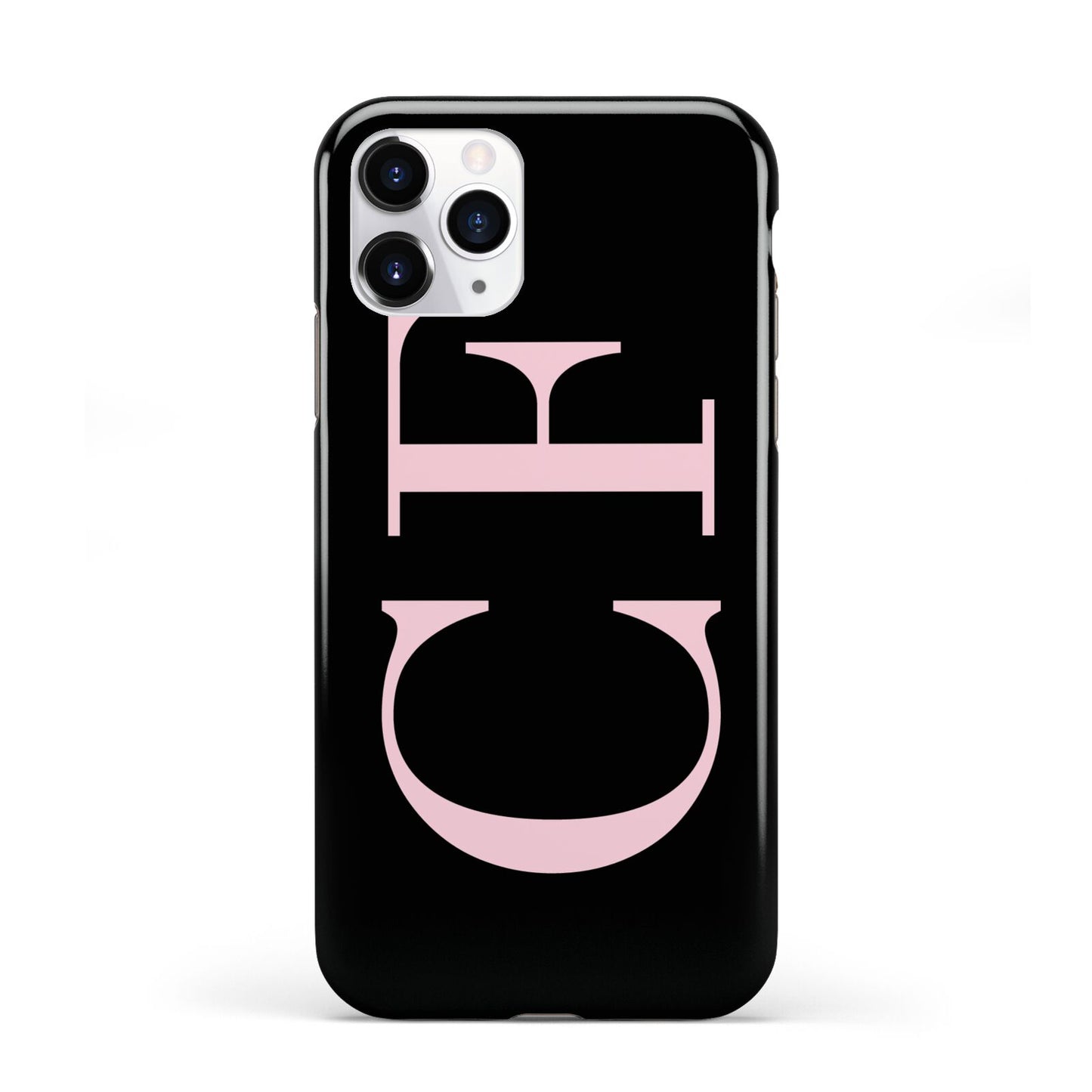 Black with Large Pink Initials Personalised iPhone 11 Pro 3D Tough Case