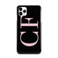 Black with Large Pink Initials Personalised iPhone 11 Pro Max 3D Snap Case