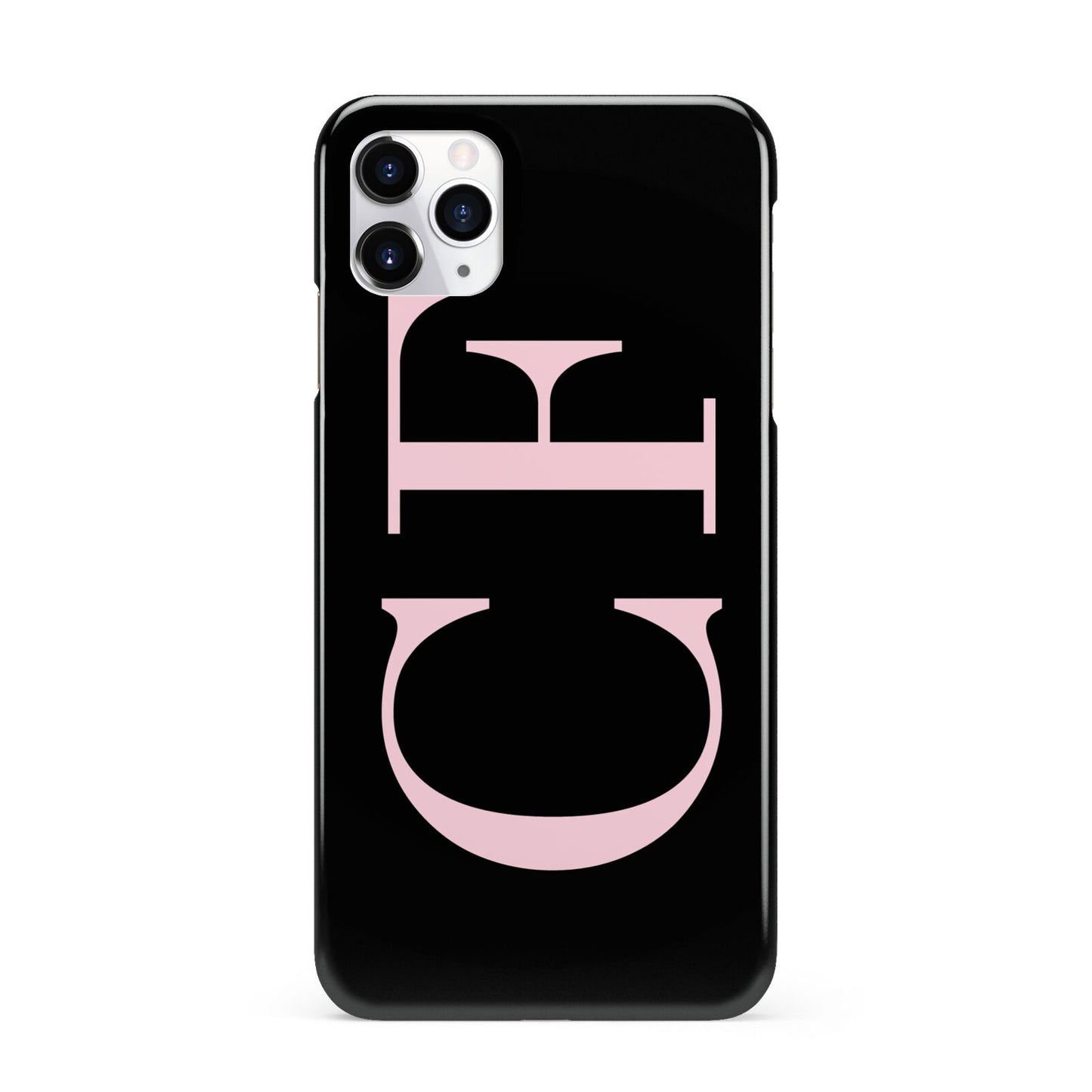 Black with Large Pink Initials Personalised iPhone 11 Pro Max 3D Snap Case