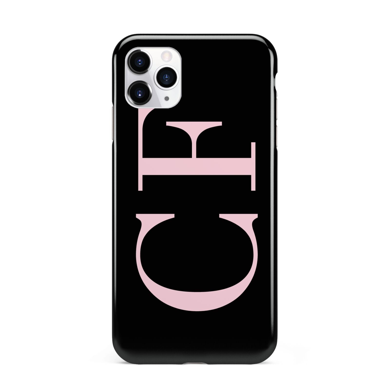 Black with Large Pink Initials Personalised iPhone 11 Pro Max 3D Tough Case