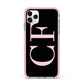 Black with Large Pink Initials Personalised iPhone 11 Pro Max Impact Pink Edge Case