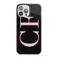 Black with Large Pink Initials Personalised iPhone 13 Pro Max TPU Impact Case with Pink Edges
