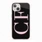 Black with Large Pink Initials Personalised iPhone 13 TPU Impact Case with Pink Edges