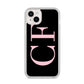 Black with Large Pink Initials Personalised iPhone 14 Plus Clear Tough Case Starlight