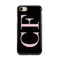 Black with Large Pink Initials Personalised iPhone 8 3D Tough Case on Gold Phone