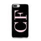 Black with Large Pink Initials Personalised iPhone 8 Plus Bumper Case on Silver iPhone