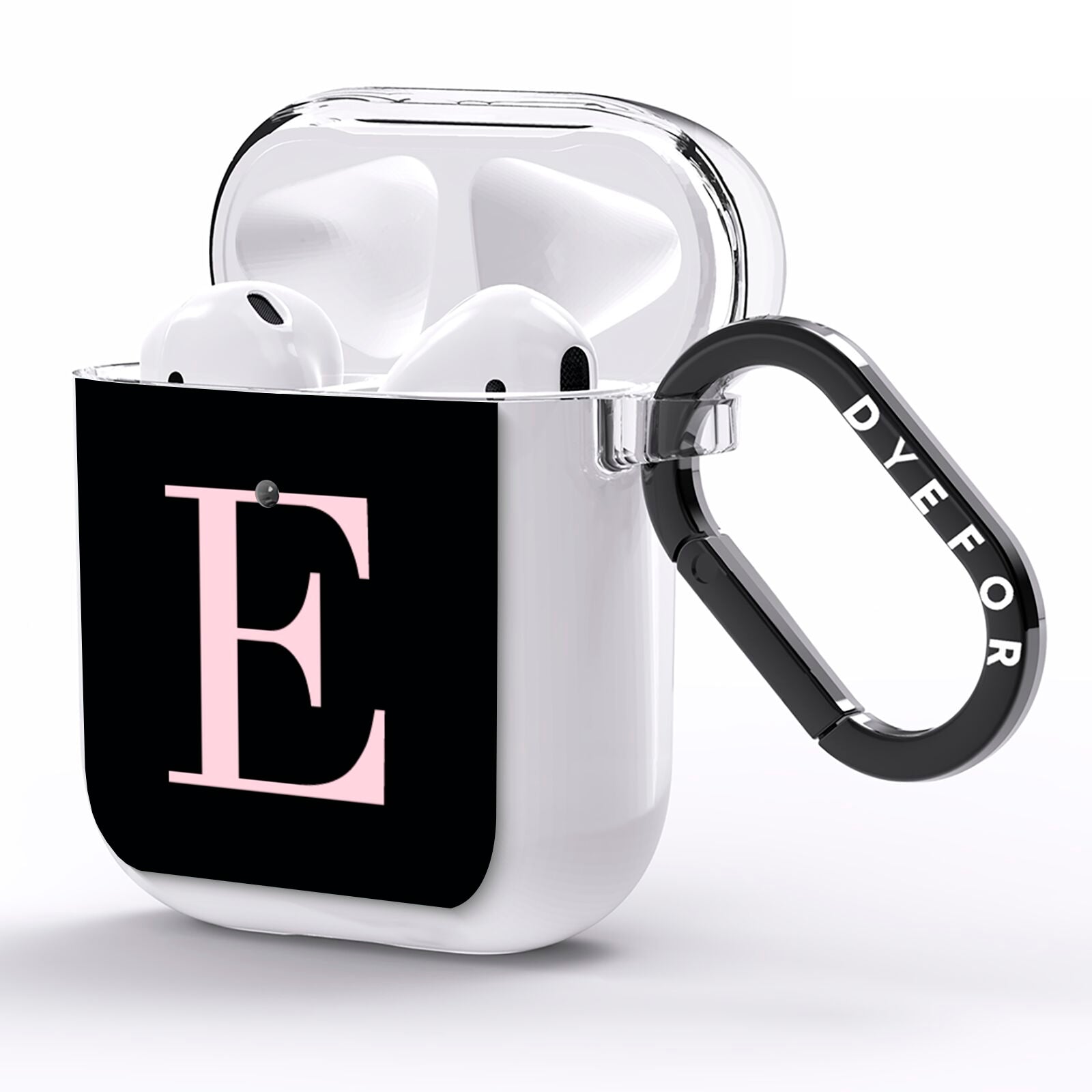 Black with Pink Personalised Monogram AirPods Clear Case Side Image